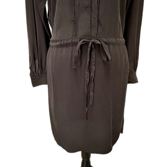 Vince Shirred Sleeve 100% Silk Dress Drawstring Waist Minimalist Luxury Size XS - Picture 3 of 7